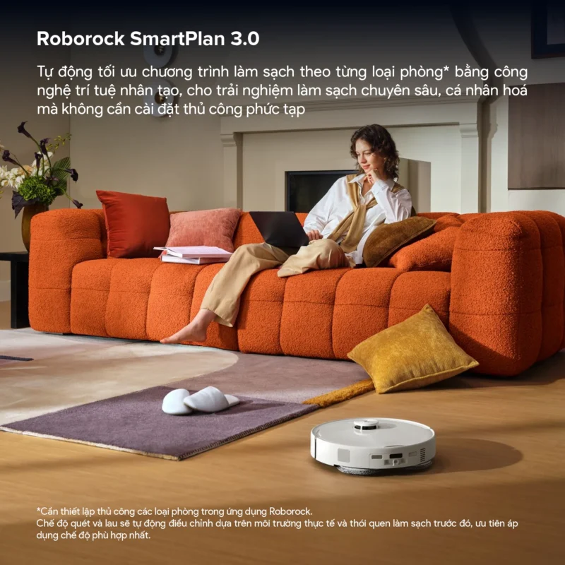 SmartPlan 3.0 của Roborock Qrevo 2 Pro tự động phân tích và tối ưu hóa chế độ làm sạch phù hợp nhất cho từng loại phòng, mang đến trải nghiệm làm sạch chuyên sâu, cá nhân hóa mà không đòi hỏi bạn phải cài đặt thủ công phức tạp.