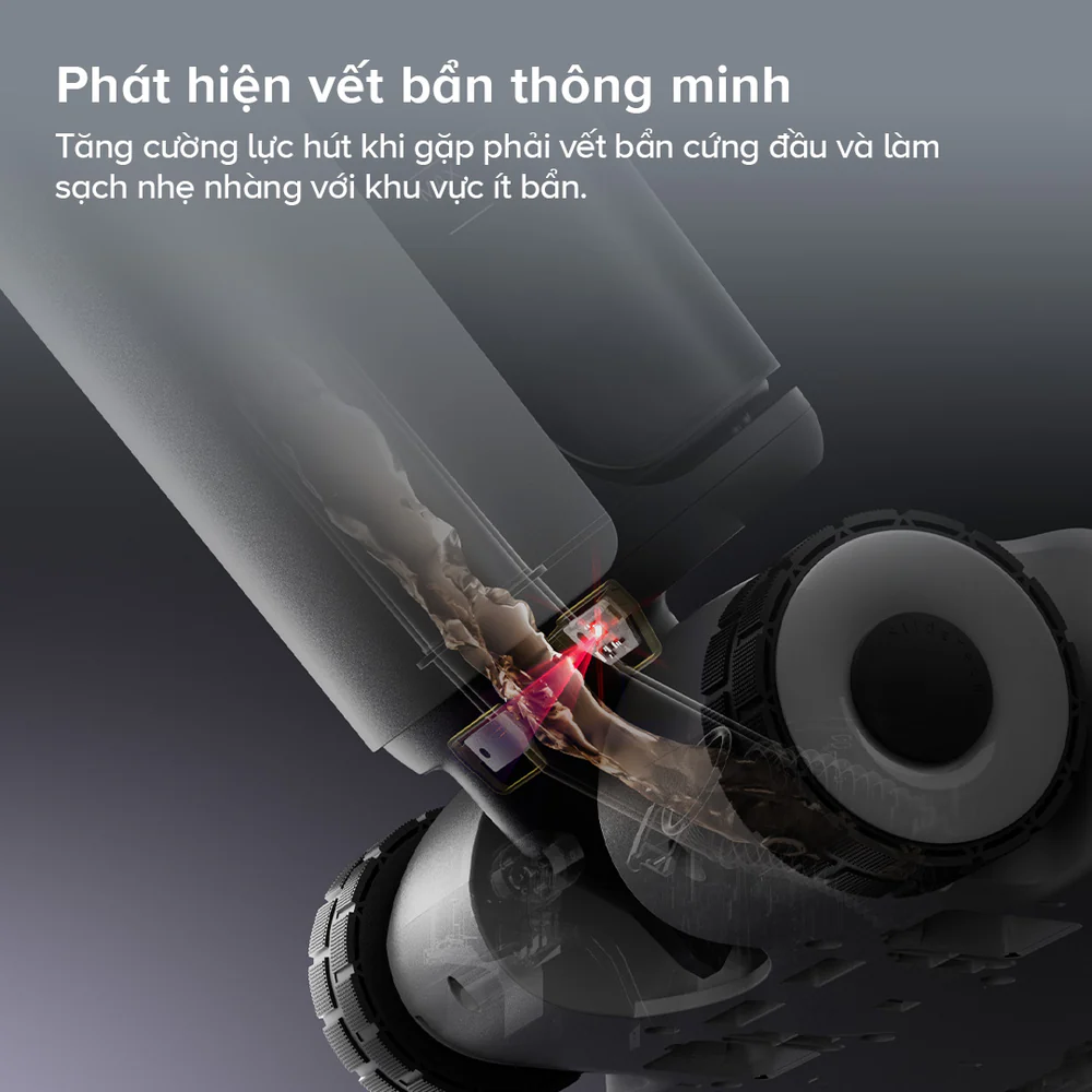 Máy được trang bị cảm biến DirTect nhận diện mức độ bụi bẩn thời gian thực